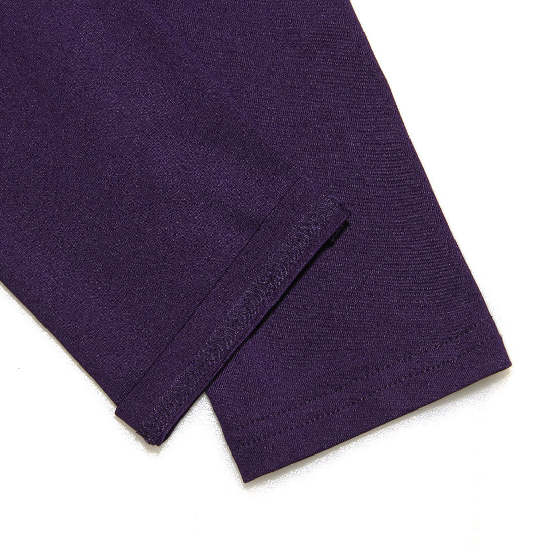 Robe longue moulante élégante à manches longues et dos nu de couleur unie - Violet