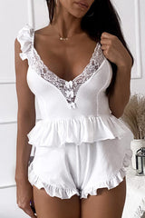 Lace Trim Back Knot Teddy Lingerie