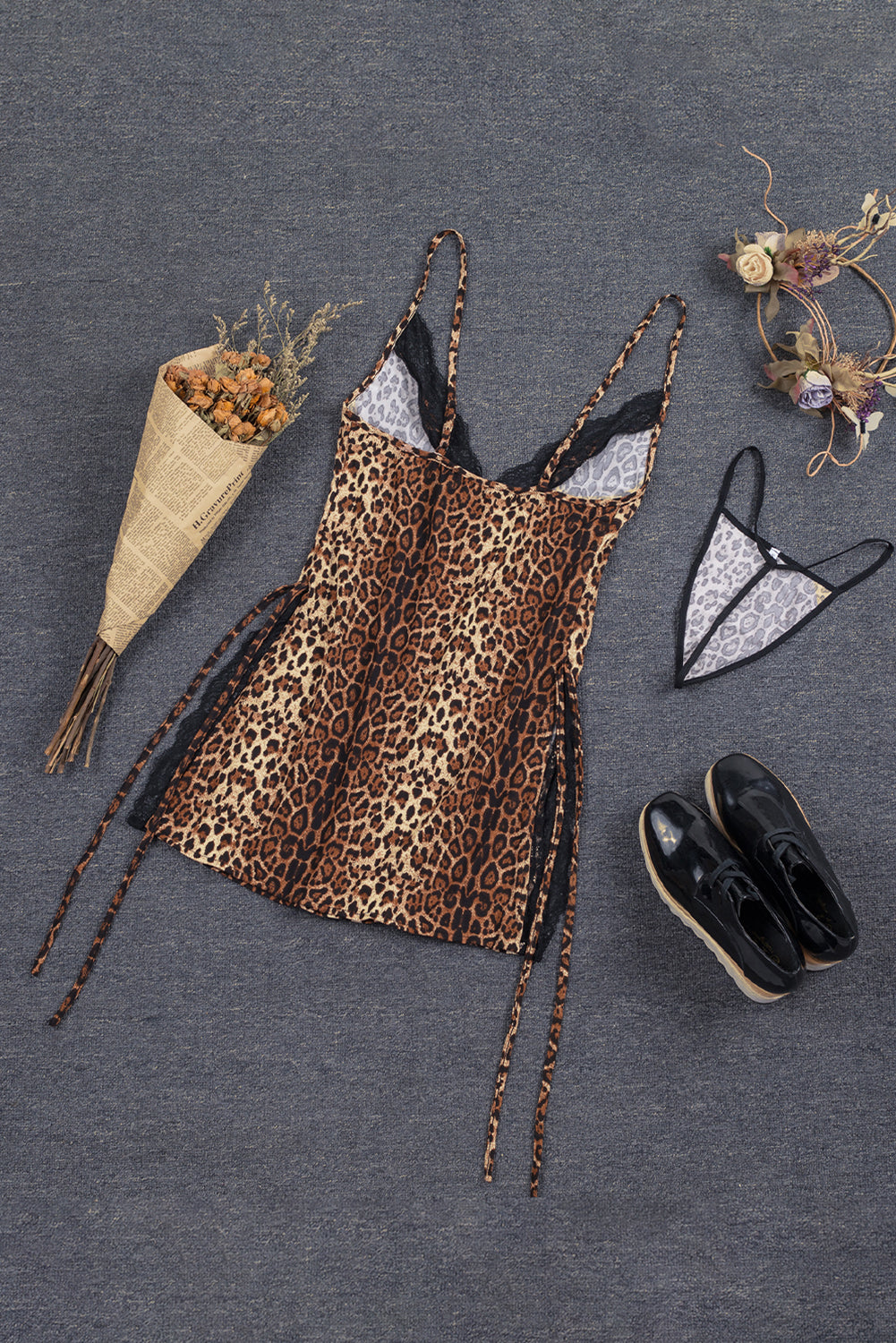 Leopard Animal Print Babydoll Lingerie Dress