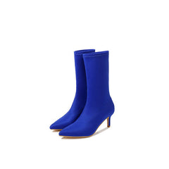 Minimalistischer Stil Spitzzehen High Heel Socken-Stiefeletten - Marineblau