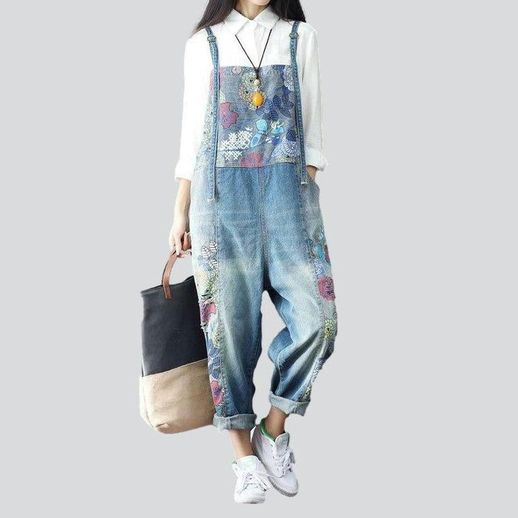 Women's overall painted with flowers