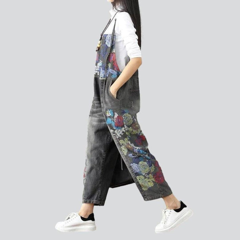 Women's overall painted with flowers