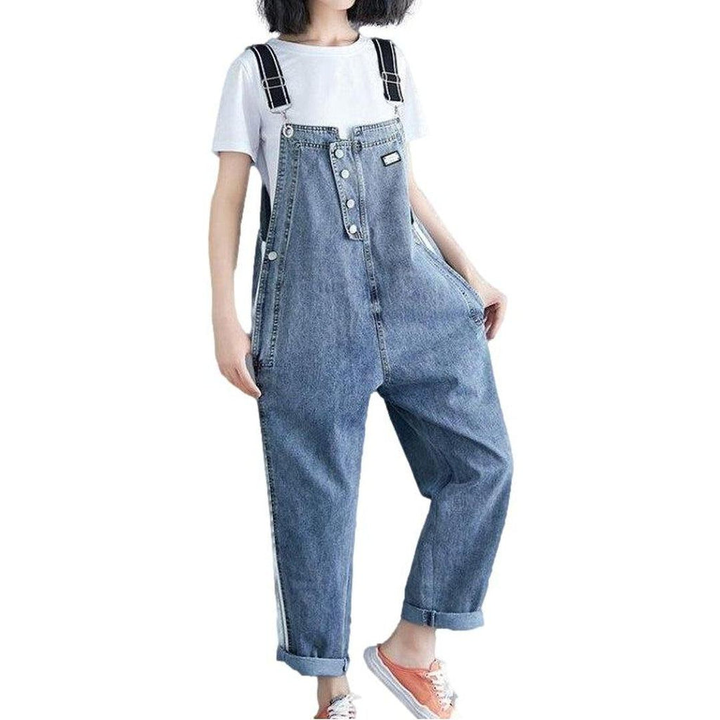 Salopette en jean pour femme avec bandes