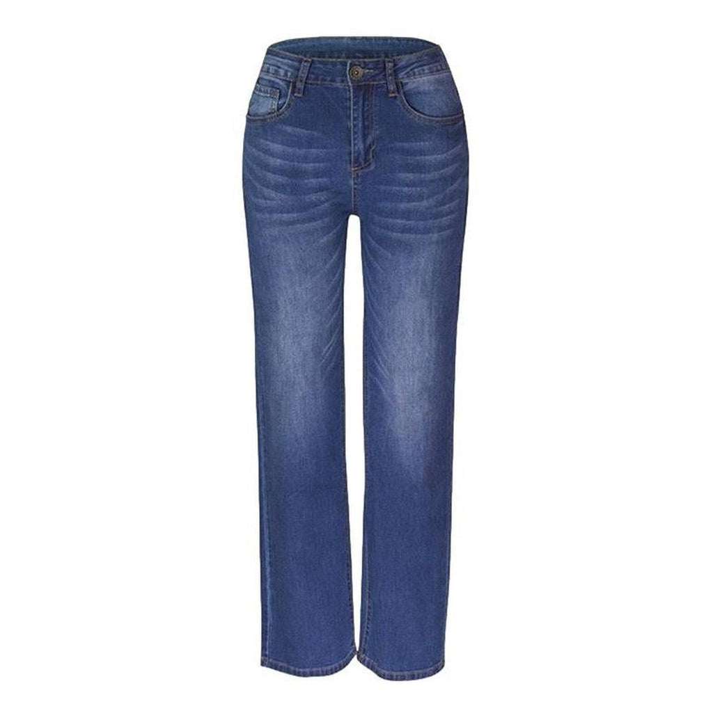 Damenjeans mit weitem Bein und Whiskers