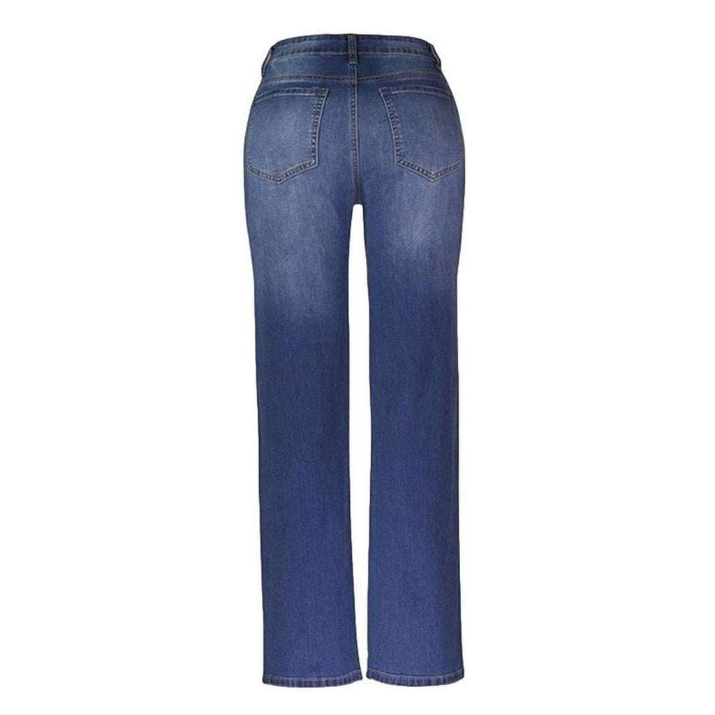 Whiskered women's wide leg jeans