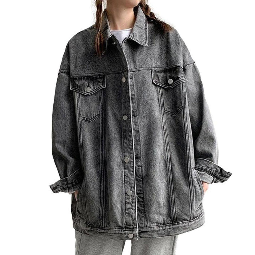 Lange Oversize-Jeansjacke für Damen