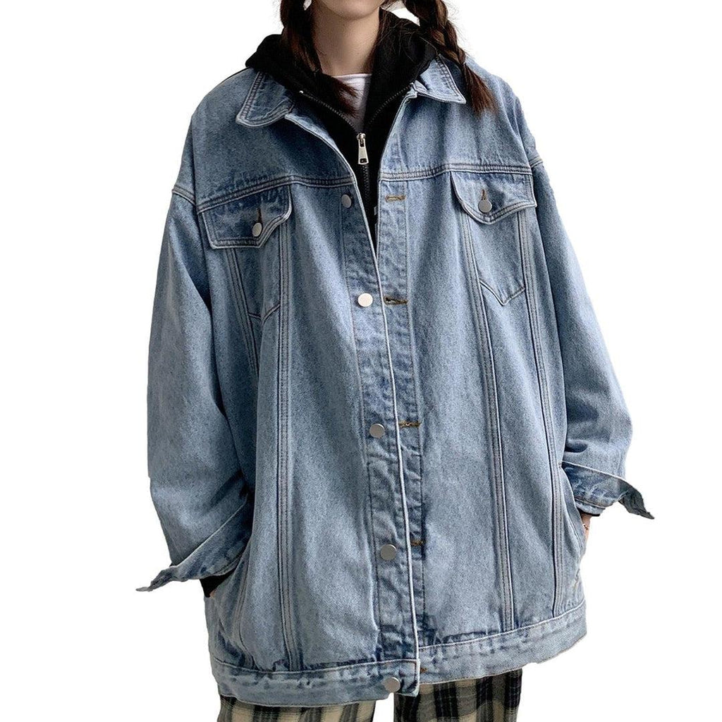 Lange Oversize-Jeansjacke für Damen