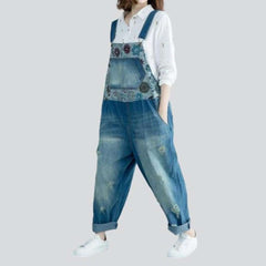 Verwaschener Baggy Damen Jeans Overall