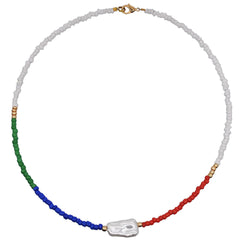 Resort-Stil Barock Perlen gemischte Perlen Choker Halskette - Blau