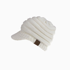 Cozy Me Up - Chapeau gavroche d'hiver en tricot côtelé avec queue de cheval