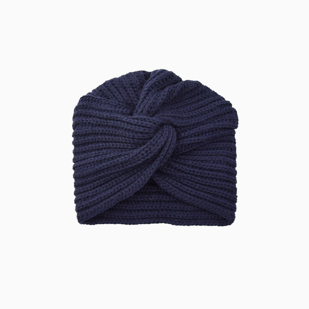 Cozy Me Up Soldi Color Ribbed Twist Front Winter Turban