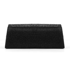 Schimmernde, mit Strass verzierte, strukturierte Clutch mit Klappe - Schwarz