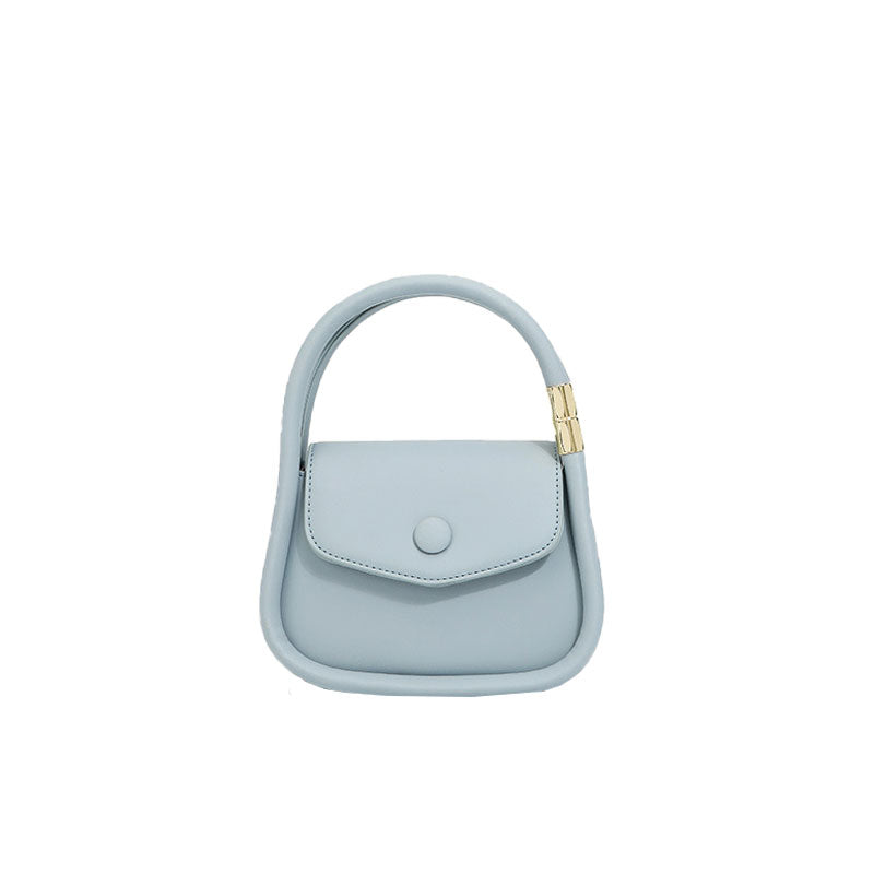 Simple Twin Shoulder Strap Flap Front Shoulder Bag - Baby Blue