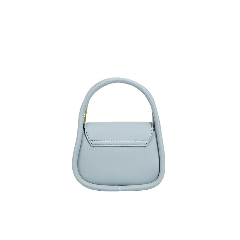 Simple Twin Shoulder Strap Flap Front Shoulder Bag - Baby Blue