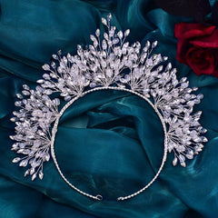 Serre-tête de mariée orné de cristaux à effet de branche scintillante - Argent