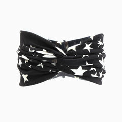 Vacation Ready Stars Print Knoten vorne Turban Stirnband - Schwarz