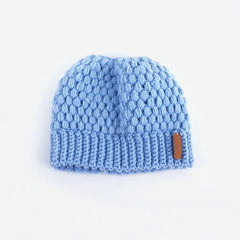 Stylish Seed Stitch Ponytail Beanie Winter Knit Hat