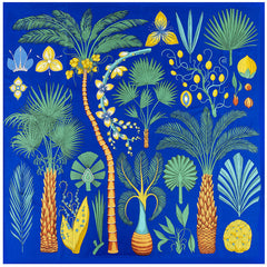 Foulard carré surdimensionné en sergé de soie à imprimé tropical - Klein Blue