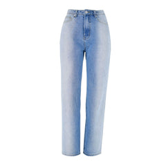 Unique Jeans mit geradem Bein und hoher Taille und verblasstem Farbverlauf - Blau