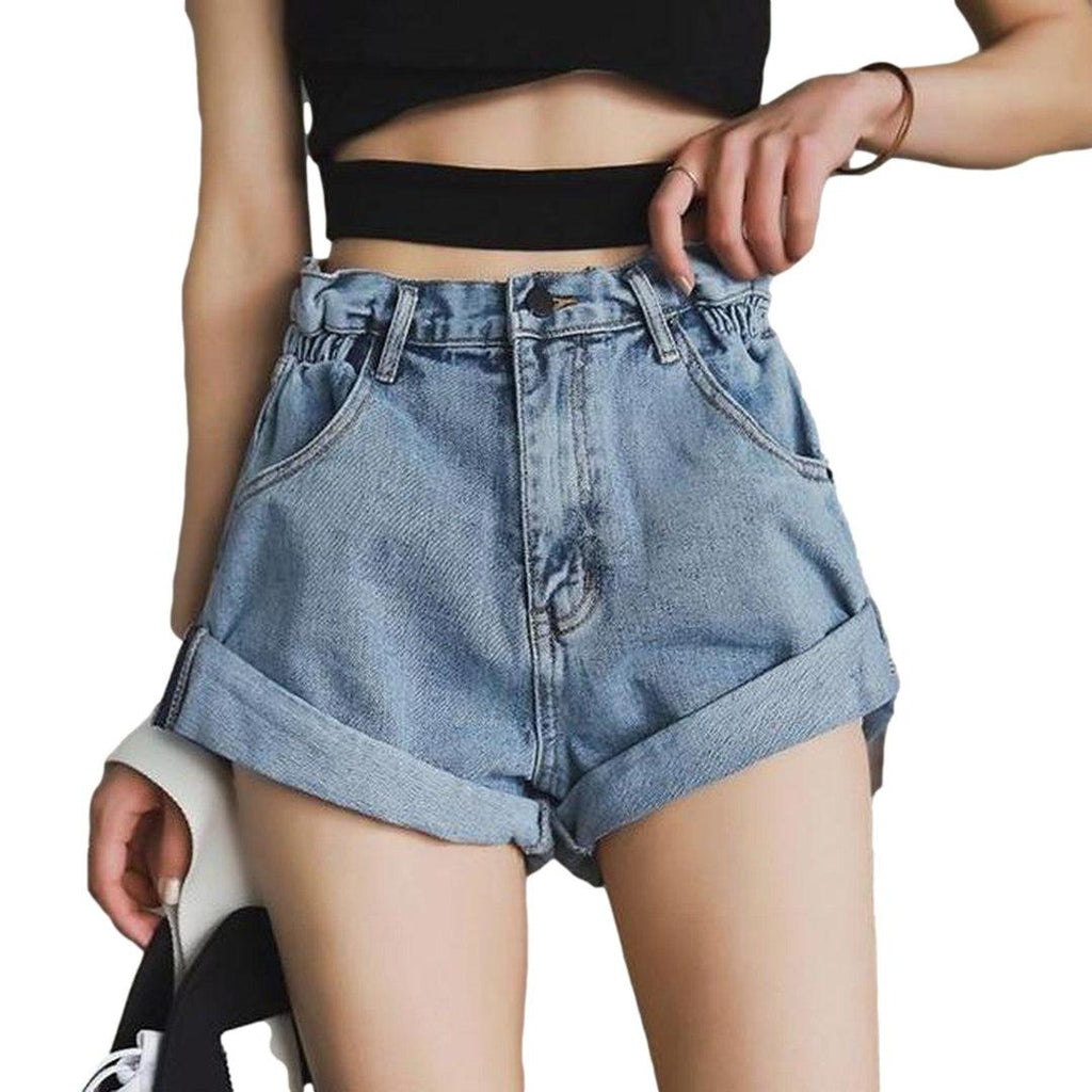 Short en jean à jambe large pour femme