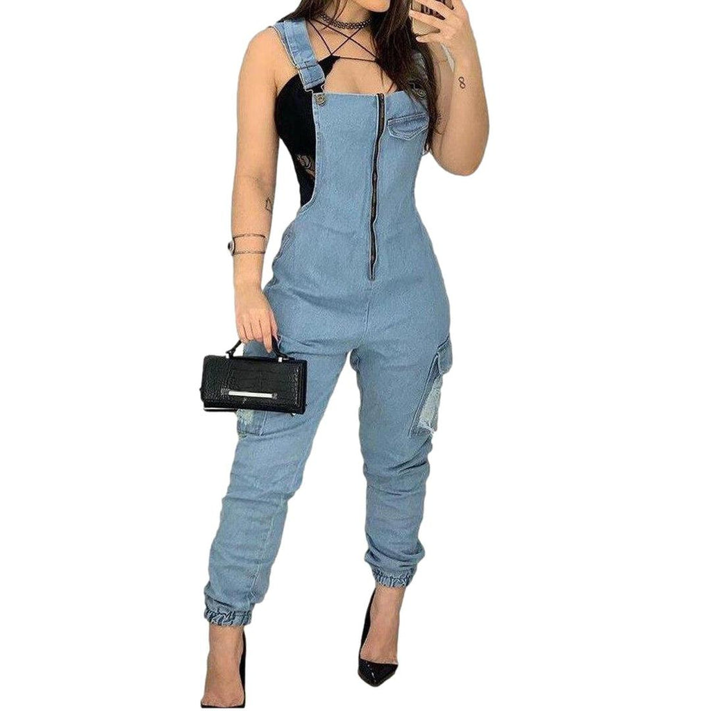 Damen Jeans Overall mit Reißverschluss