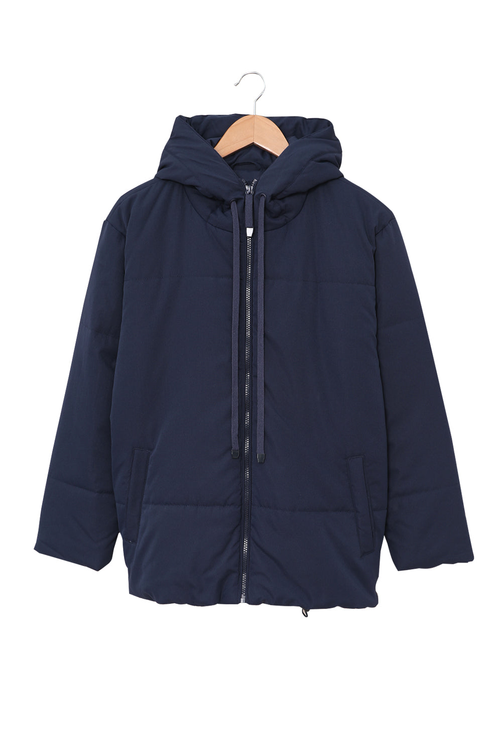 Zipper Hooded Coat With Pocket