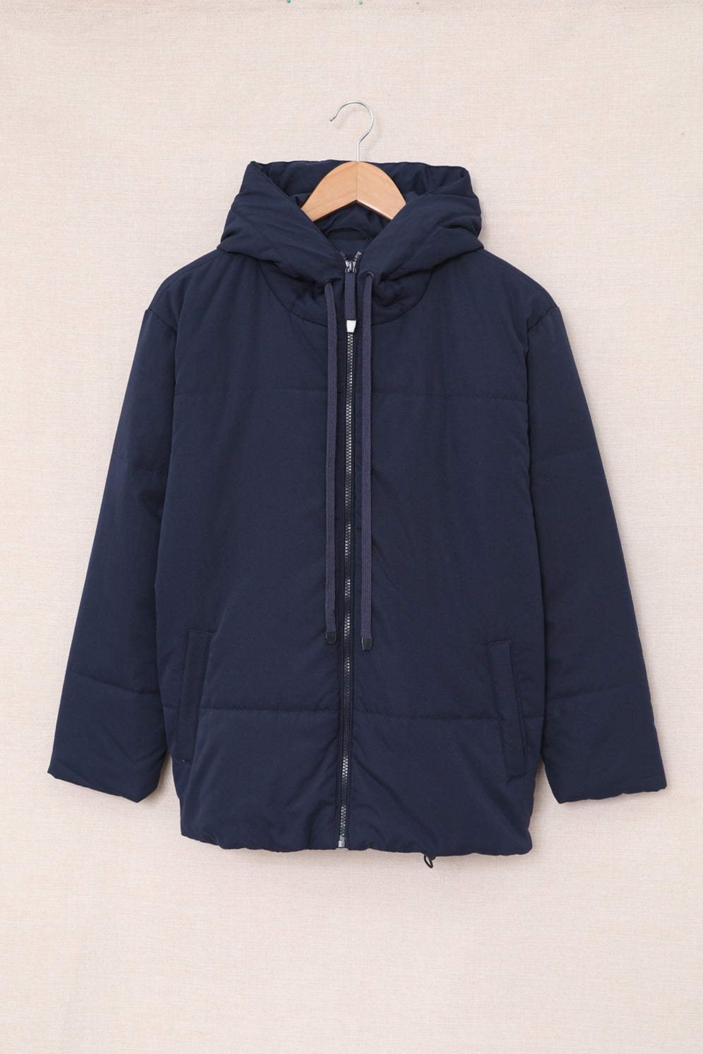 Zipper Hooded Coat With Pocket